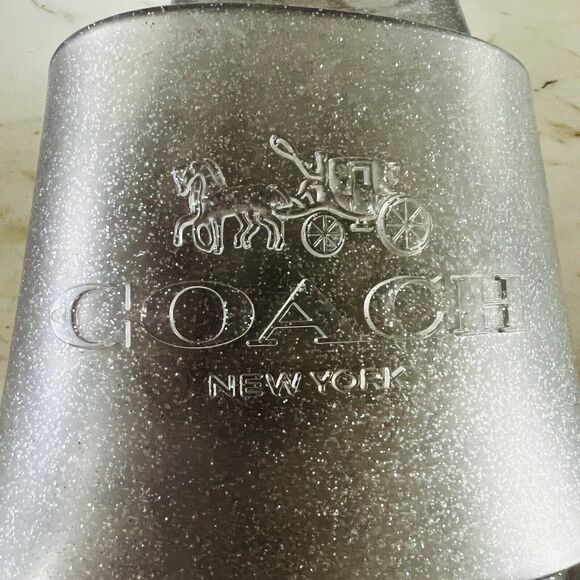 COACH Ulyssa Glitter Gray Logo Jelly Transparent Pool Slide Slippers - US 8 - Picture 3 of 7